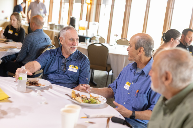 Bob Deschenes and Andy Russo having lunch